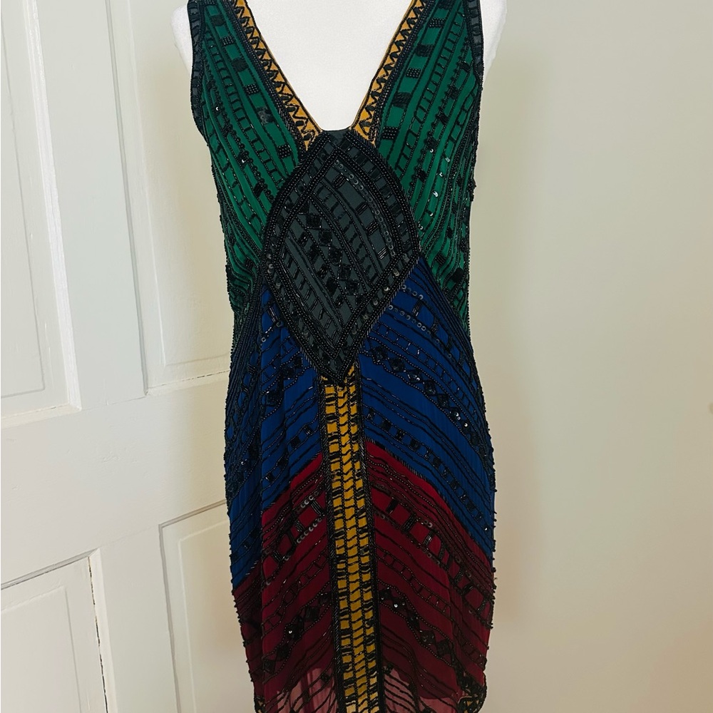 Alice + Olivia Fabulous Fully Beaded Glam Dress 10 NWT